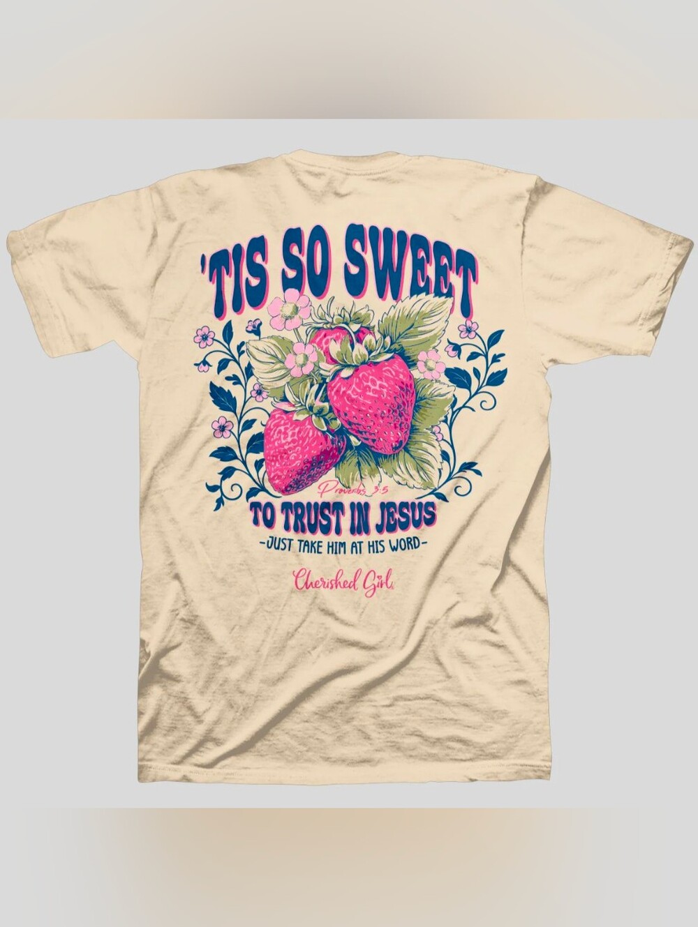 Various Sizes-'Tis So Sweet Strawberry Graphic Tee - Cream & Pink-NWT